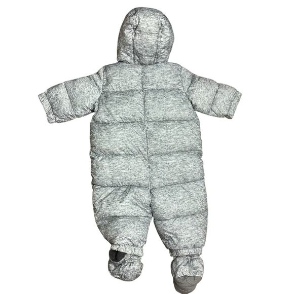 Baby Gap 0-6 Months Grey Down Insulated Bunting Snowsuit Fleece Booties Puffer - Picture 7 of 9